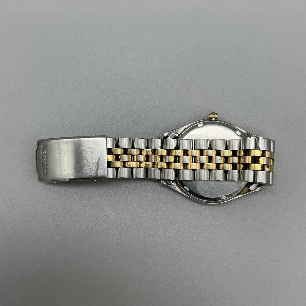 Vintage Citizen Men Watch 35mm Gray Dial Two Tone Day Date For Parts Not Running